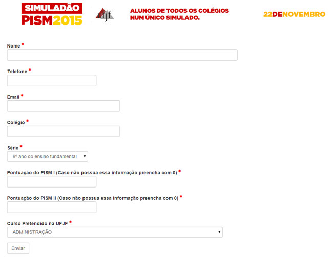 Site não informa o responsável por organizar o simulado, mas pede dados pessoais dos candidatos