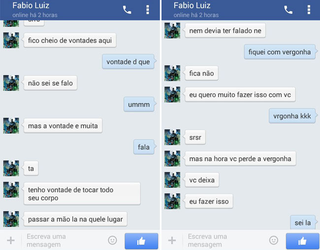 Suspeito de pedofilia flagrado por pai de vítima no Facebook está no Ceresp 2 Conversa entre o suspeito e a vítima (Foto: Reprodução/Facebook)