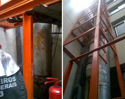 Fogo atingiu tubulação em uma área externa (Foto: Divulgação/Corpo de Bombeiros)