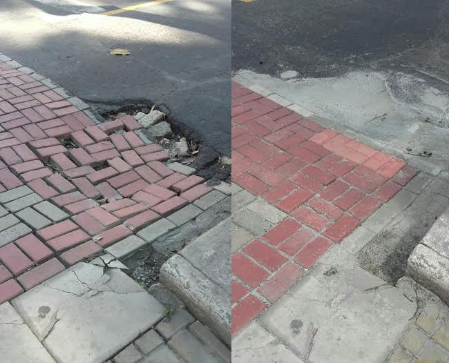 Traffic calming com conserto indevido 1 (Foto do Leitor)