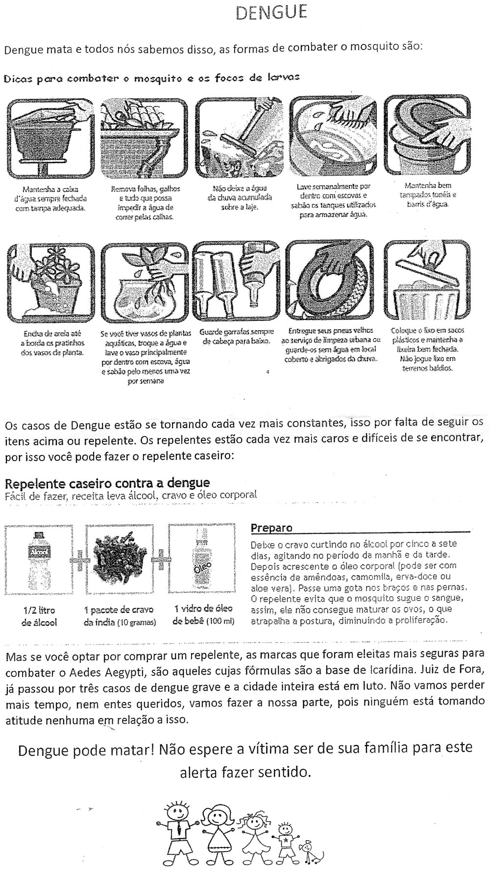 Conscientização e homenagem a Dominique 3 panfleto dengue
