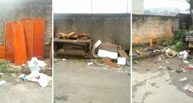 Lixo acumula sobre a calçada na Rua Ademir Pedretti dos Santos (Foto do leitor Jorge Luiz)