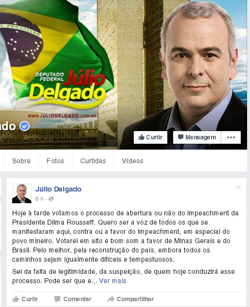 Nas redes sociais, deputados de Juiz de Fora se manifestam 5 face-julio