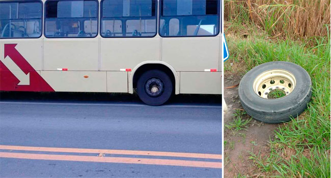 Roda de ônibus se solta na BR-267 1 montagem-roda-solta-nao-creditar