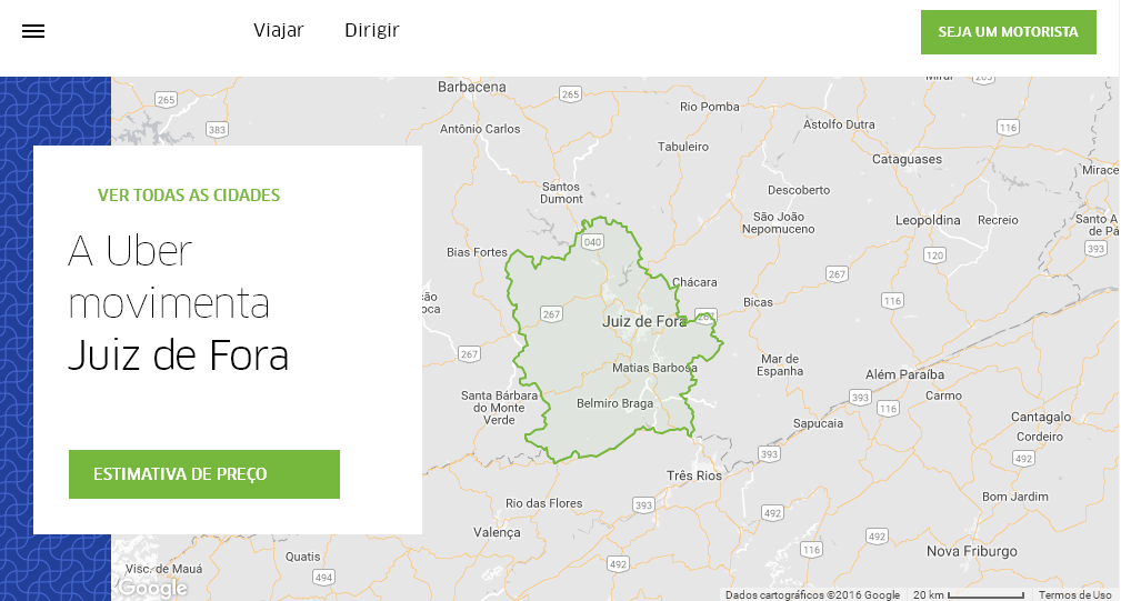 Site da Uber indica serviço em Juiz de Fora 2 imagem