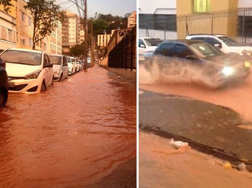 Chuva forte provoca muitos chamados na Defesa Civil 1 Foto do leitor Caio Pereira Trivellato mostra alagamento na Rua Barão de Santa Helena, no Granbery