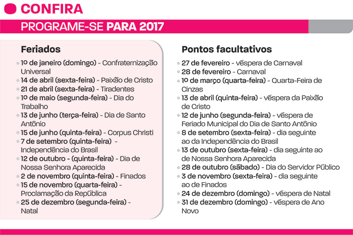 Divulgados os feriados e pontos facultativos de 2017 2 programe-se-para-2017