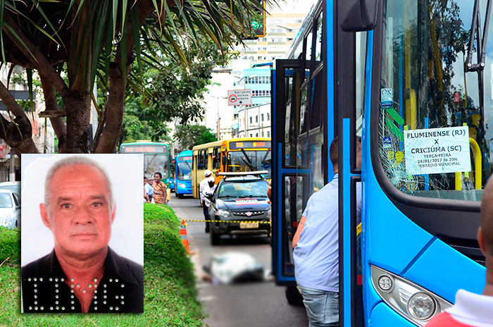 Francisco Gonçalves dos Santos Filho (foto no detalhe) estaria tentando cruzar a pista central pela faixa de pedestres(Foto: Olavo Prazeres)
