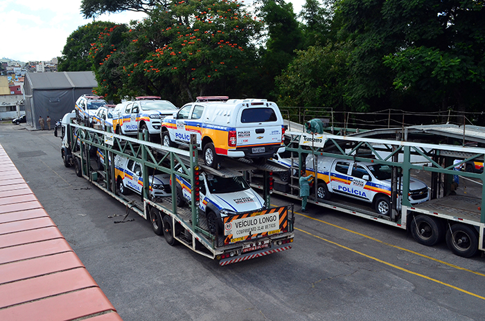 Novas viaturas chegam ao 2º Batalhão da PM 1 Novos veículos chegaram nesta quarta-feira (15) (Foto: Olavo Prazeres)