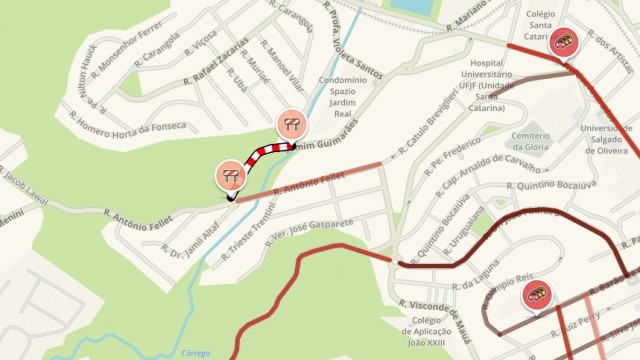 Trânsito lento entre a Cidade Alta e a Avenida dos Andradas 2 mapa waze