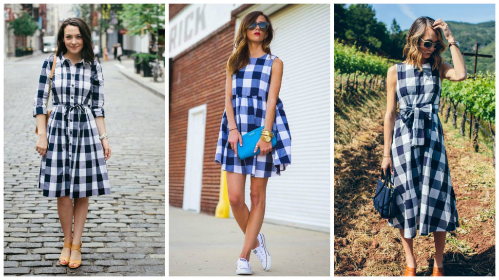 Vestido xadrez vichy azul tendencia