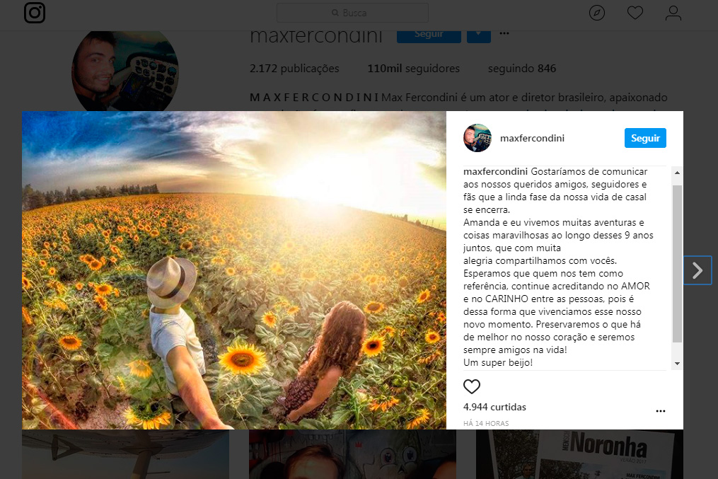 'Seremos sempre amigos na vida', afirma Max Fercondini após separação 1