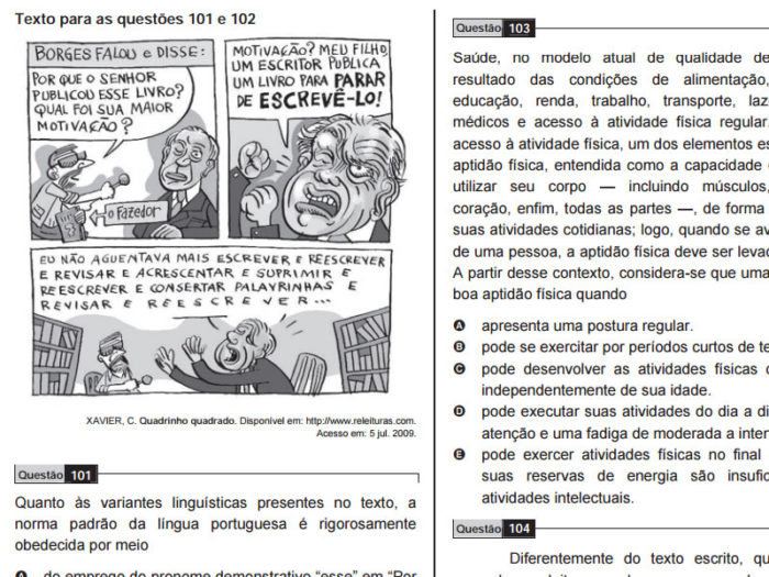portugues enem mais cai