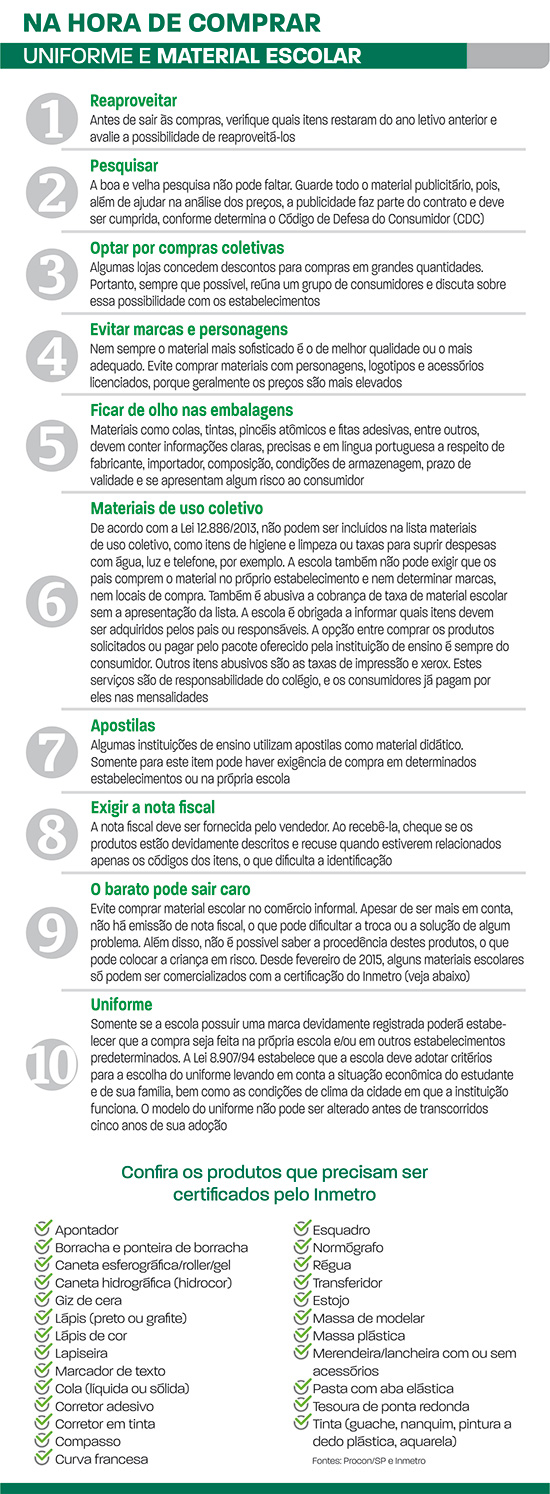 compra de uniforme e material escolar