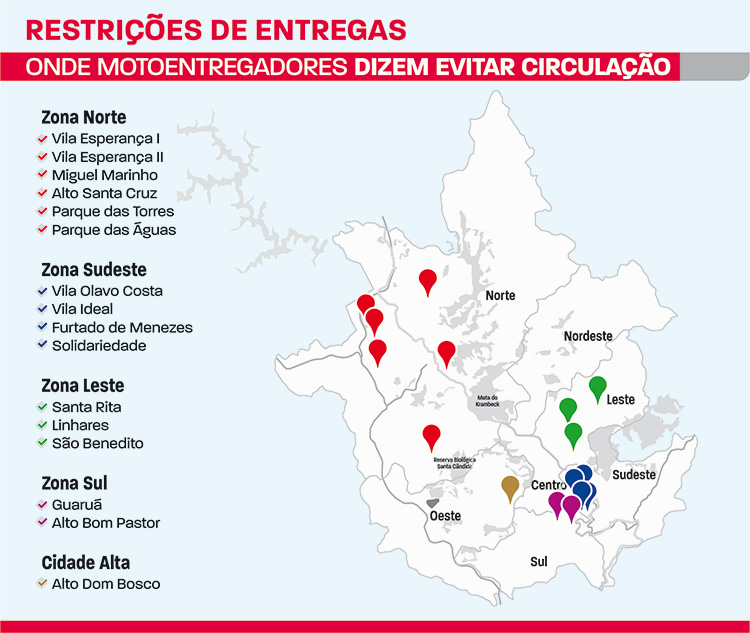 Motoboys restringem locais de entrega em Juiz de Fora 2 restrições de entregas
