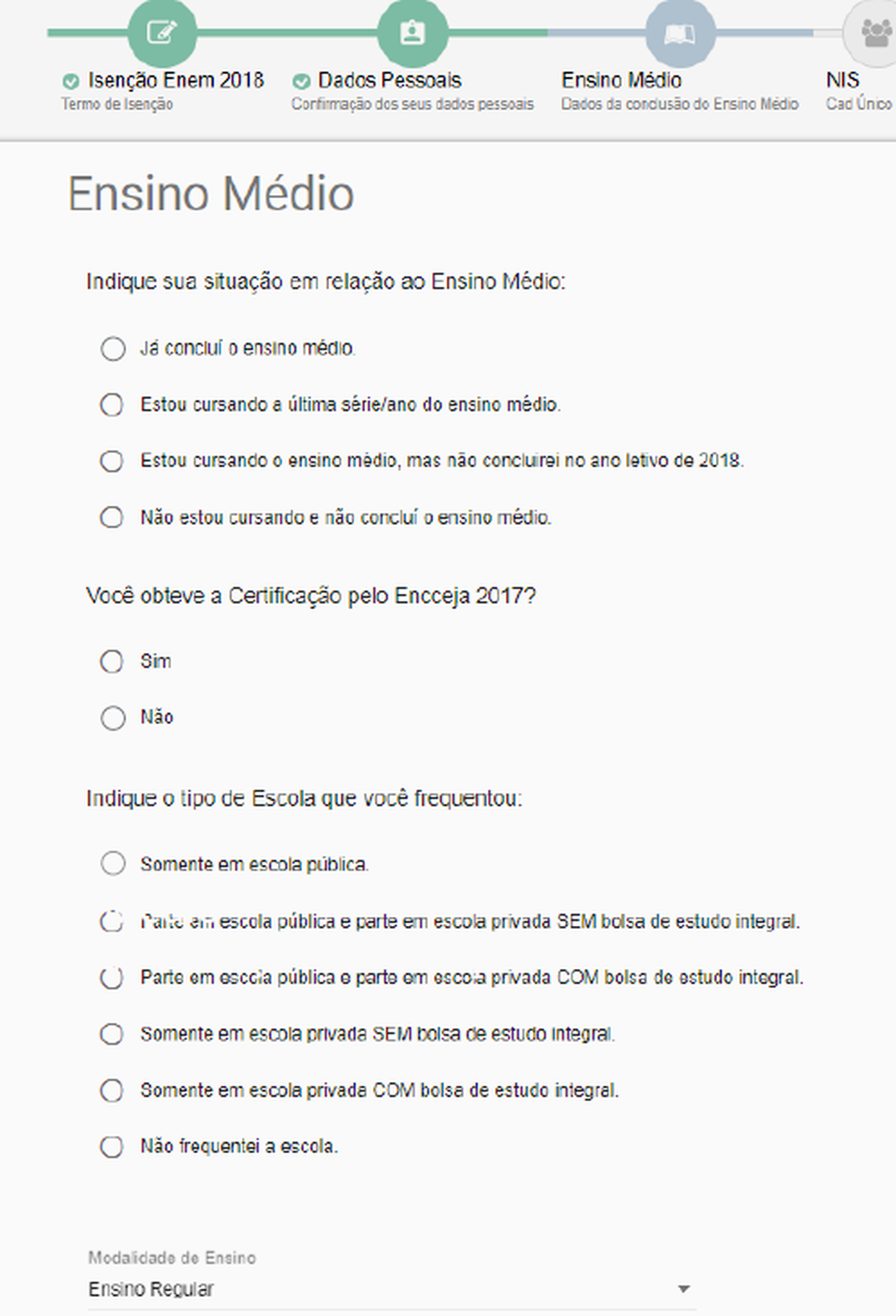 Como pedir isenção para a inscrição do Enem 4 isenção enem 2018 4