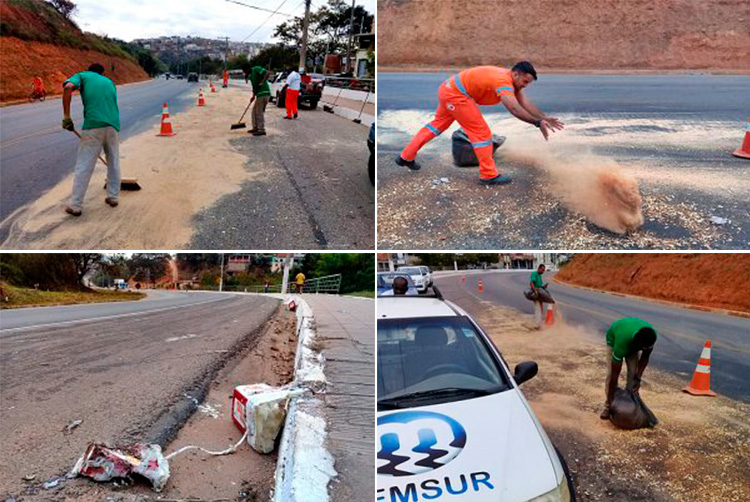 Potes de margarina caem de caminhão e deixam pista escorregadia nas BRs 116 e 356 1 margarina