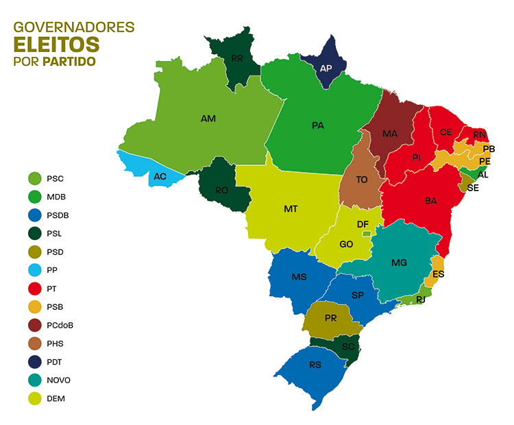 Onda conservadora faz maioria dos governadores 2 govenadores eleitos partido