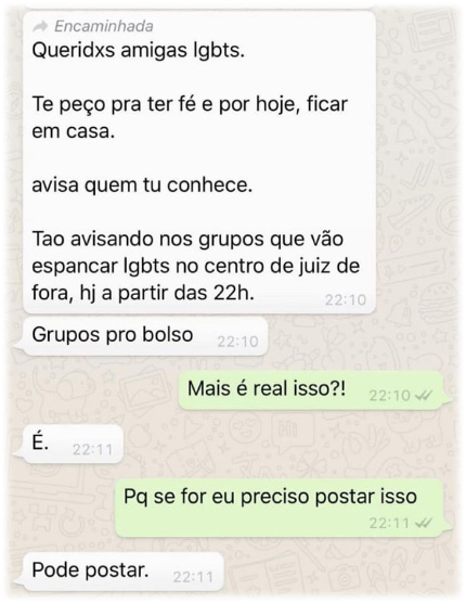 Mensagens falsas sobre ataques pós-eleição causam insegurança em JF 2 print fake news