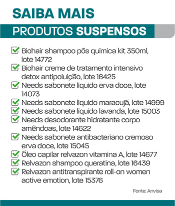Anvisa suspende dez cosméticos da empresa Biotec 1 produtos suspensos