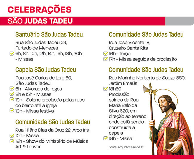 Católicos celebram São Judas Tadeu no próximo domingo 1 são judas tadeu e1540334820521