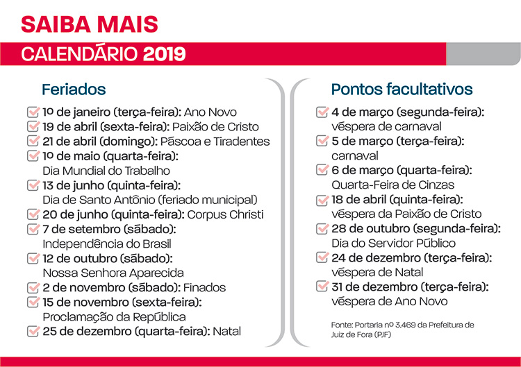Um terço dos feriados em 2019 cairá em fins de semana 1 calendário 2019