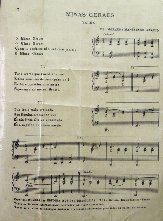 'Oh! Minas Gerais' é registrada como bem imaterial de Juiz de Fora 1 partitura minas gerais