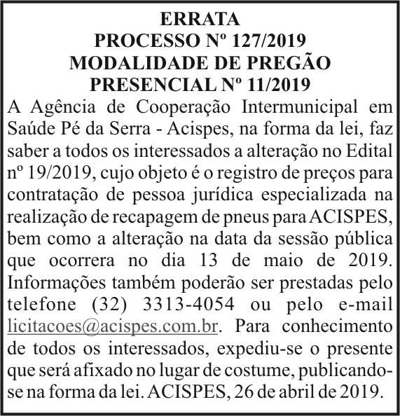 Errata processo N°127/2019 7 1 ACISPES 127.1