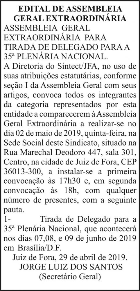 Edital de Assembleia Geral Extraordinária 4 1 CORREIO.