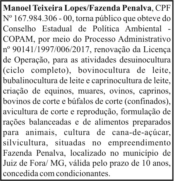 Manoel Teixeira Lopes/Fazenda Penalva 4 1 PENALVA.