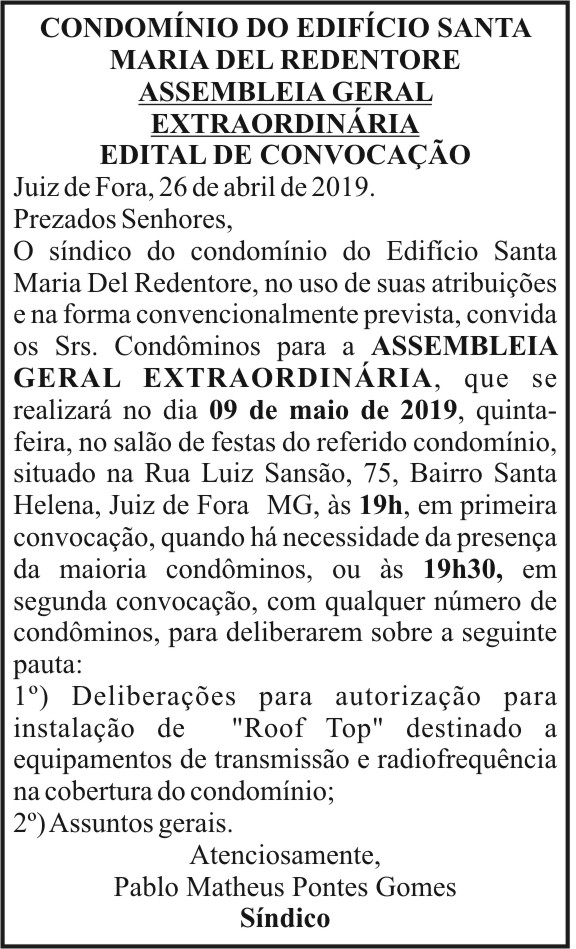 Condomínio do Edifício Santa Maria Del Redentore 7 1 REDENTORE.