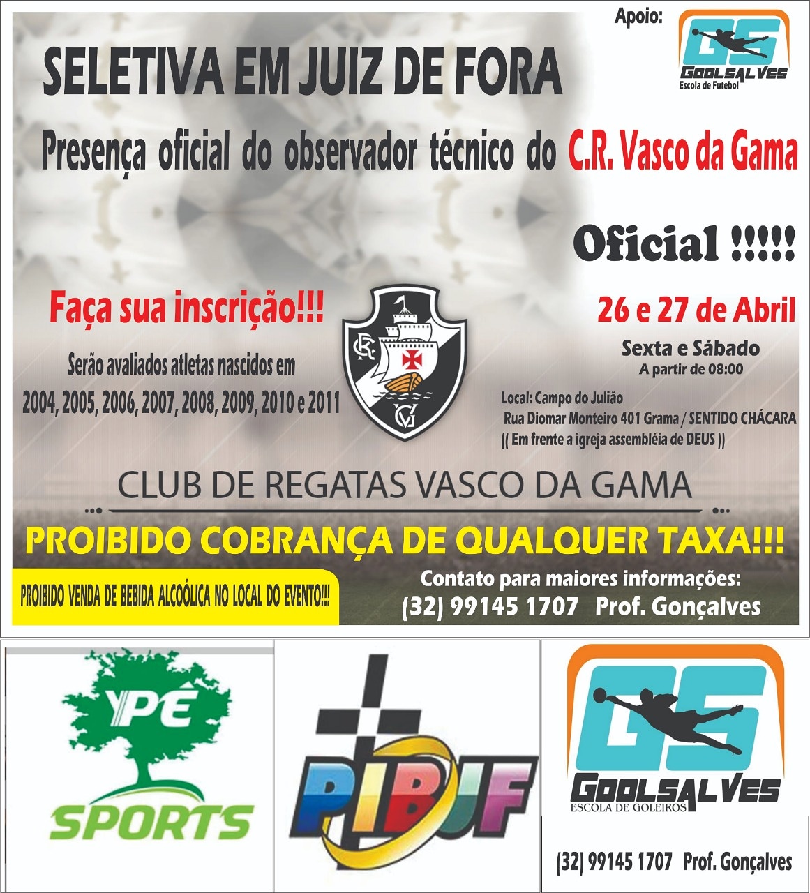 Vasco busca talentos em JF em seletiva gratuita 1 esp seletiva vasco