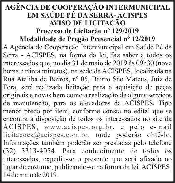 ACISPES - Aviso de Licitação 4 1 ACISPES 129