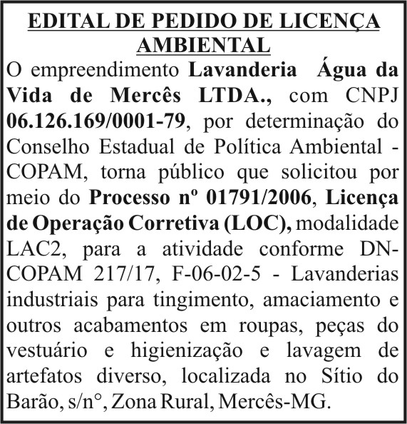 Edital de Pedido de Licença Ambiental 4 1 AGUA DA VIDA.