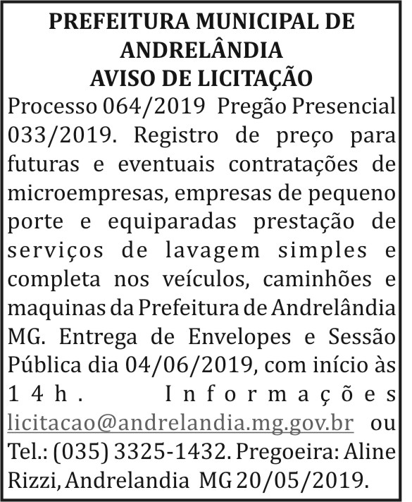Prefeitura Municipal de Andrelândia 4 1 ANDRELANDIA 064
