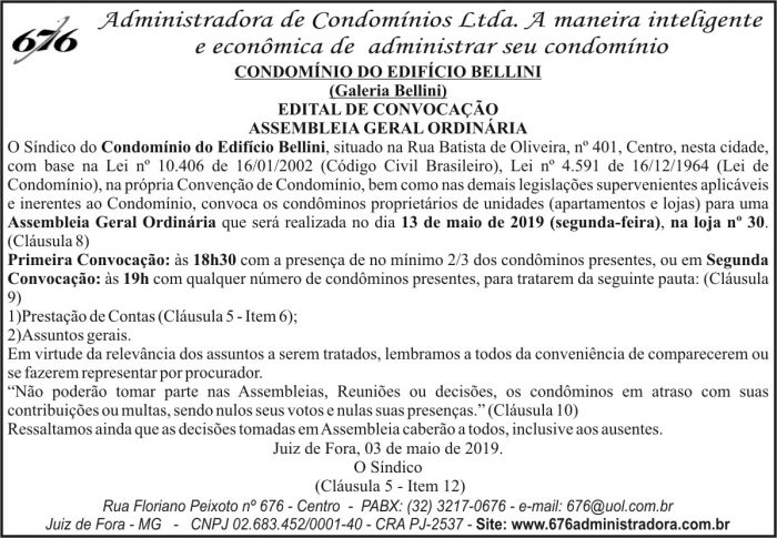 Condomínio do Edifício Bellini 4 1 BELLINI.