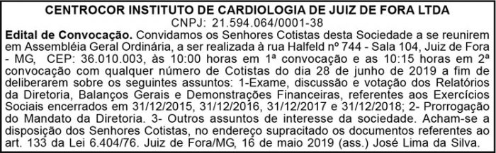 Centrocor instituto de cardiologia de Juiz de Fora Ltda 4 1 CENTROCOR