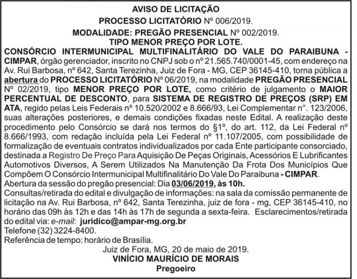 Aviso de licitação 4 1 CIMPAR