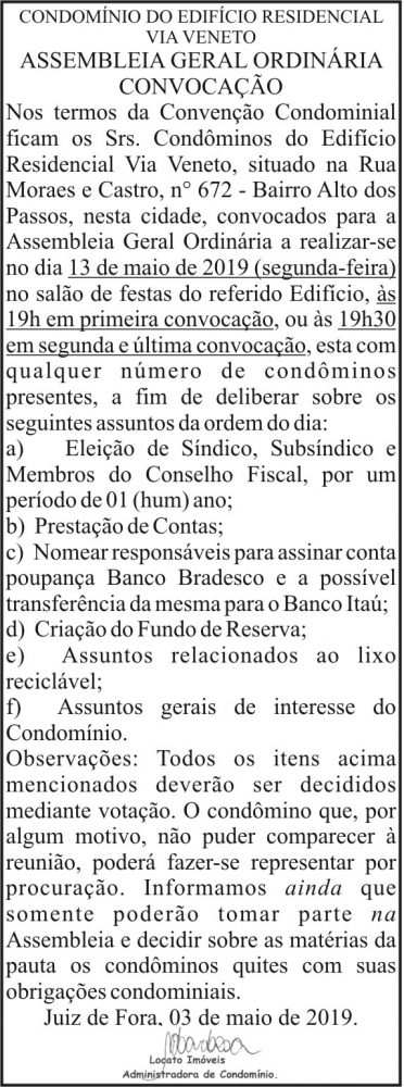 Condomínio do Edifício Residencial Via Veneto 4 1 LOCA.