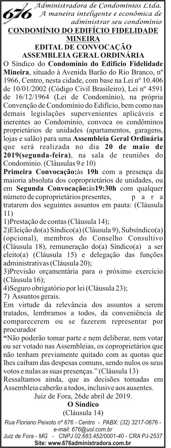 Condomínio do Edifício Fidelidade Mineira 4 1 MINEIRA.docx 1X13.