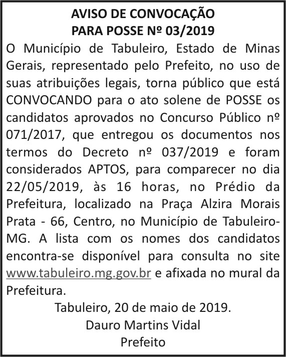Aviso de convocação para posse n° 03/2019 4 1 TABULEIRO1