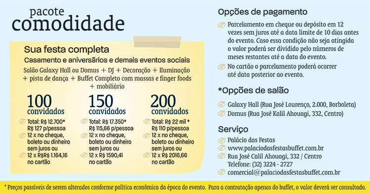 Palácio das Festas oferece 'pacote comodidade' para evento que cabe no seu bolso 3 evento