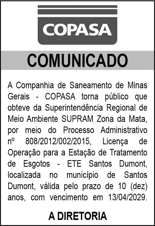 Copasa - Comunicado 4 1 COPASA