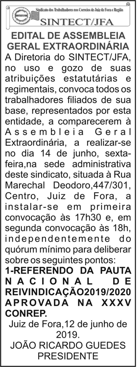 SINTECT/JFA Edital de Assembleia Geral Ordinária 4 1 CORREIO
