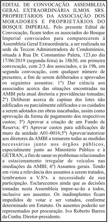 Assembleia Geral extraordinária - Bosque Imperial 4 1 IMPERIAL