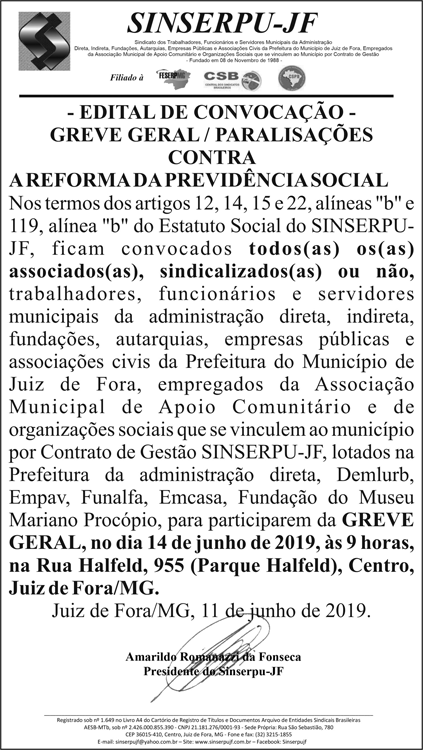 SINSERPU-JF - Edital de convocação 4 1 SINSERPU