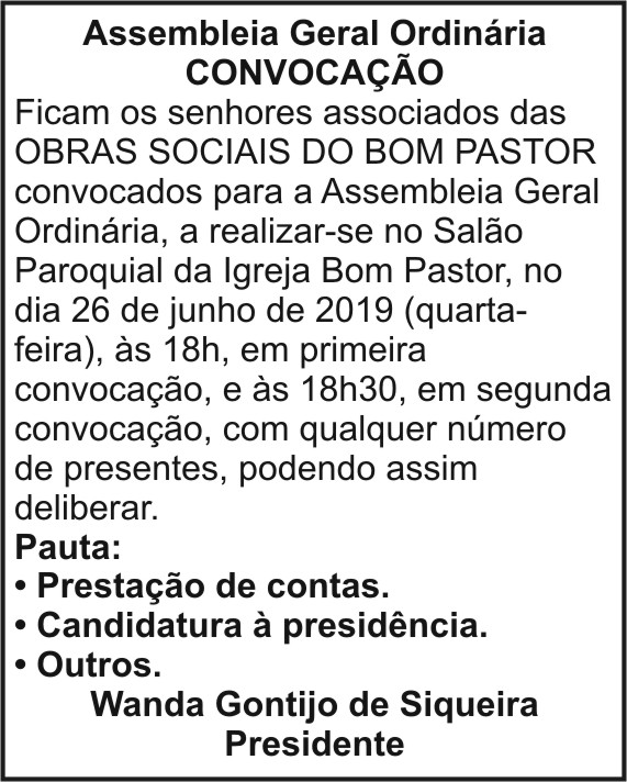 Assembleia Geral Ordinária - Convocação 4 1 TOMAZ