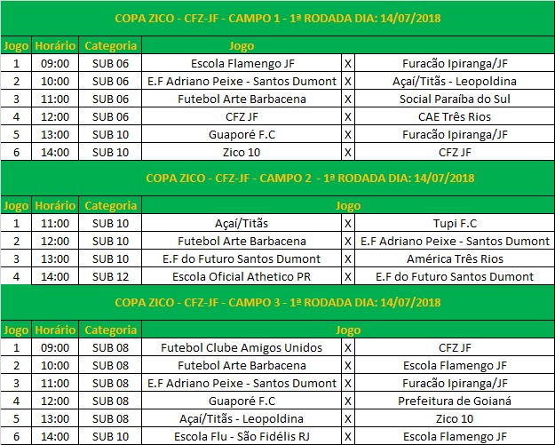 esp copa zico jogos domingo