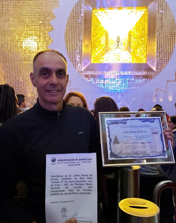 Ciclista juiz-forano conclui ida a Aparecida em dois dias 1 jaime pedal aparecida foto by arquivo pessoal