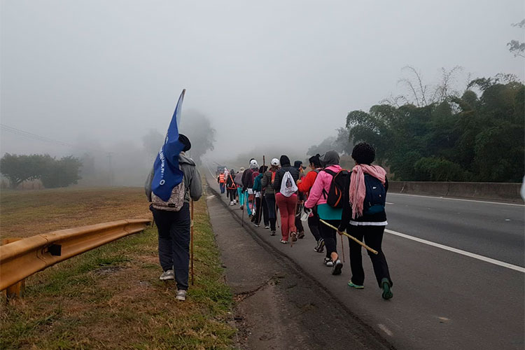 Com fé se faz um bom caminho - Juiz de Fora a Aparecida 9 romeiros na dutra com cerraçao 2